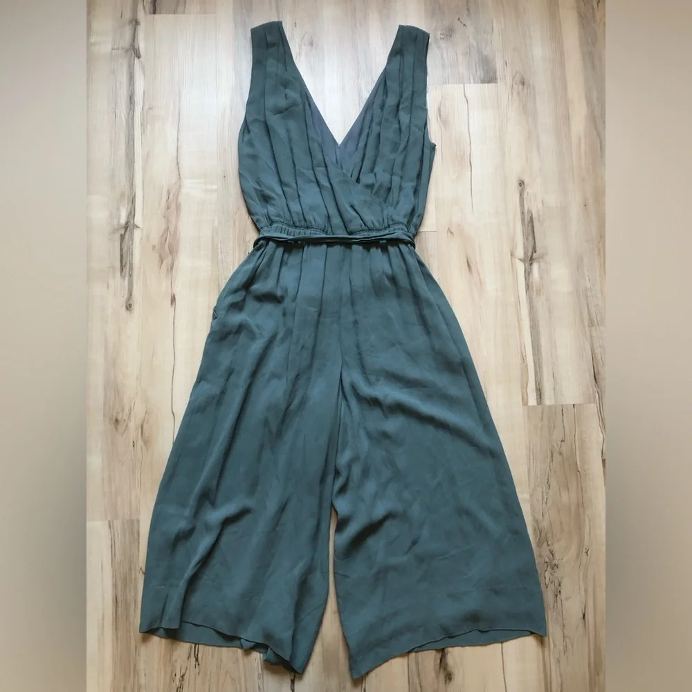 Babaton Maximilion Sleeveless V-Neck Wide-Leg Jumpsuit Teal Blue Green - Picture 7 of 12